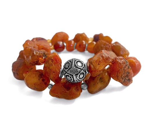 Carneol Armband Ethno Boho Zweireihig Wickelarmband Sterling Silber Dehnbar Unikat Schmuck Reichenberger
