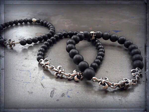 Steinarmband | Onyx | Lily Skull | 3 Lily's