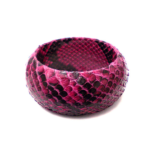 Armreif Pythonleder Fuchsia Pink 40 mm Breit Unikat