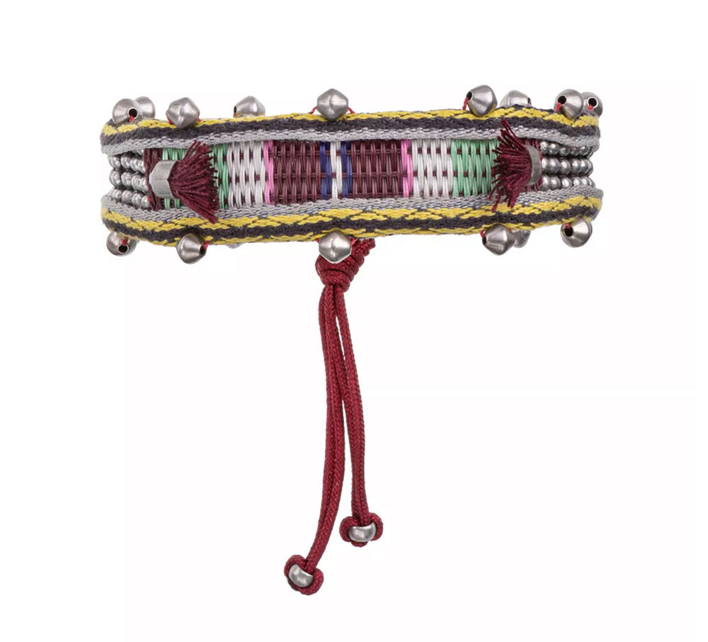 Ayala Bar Statement Boho Armband Multicolor Textil Perlen Zugband Wild Spirit