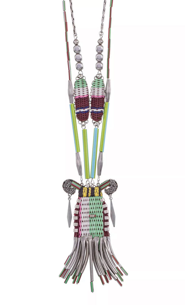 Ayala Bar Statement Boho Kette Multicolor Textil Perlen Wild Spirit