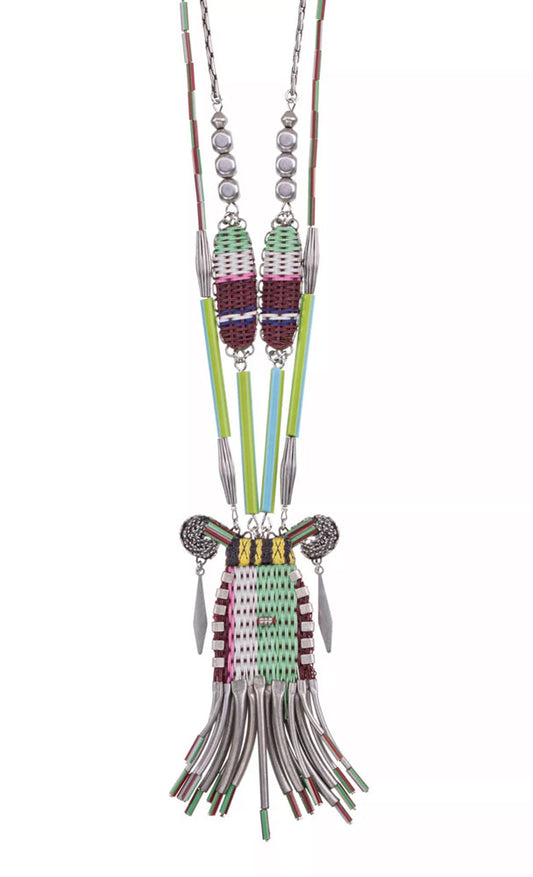 Ayala Bar Statement Boho Kette Multicolor Textil Perlen Wild Spirit