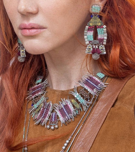 Ayala Bar Statement Boho Ohrringe Multicolor Textil Perlen Wild Spirit Model