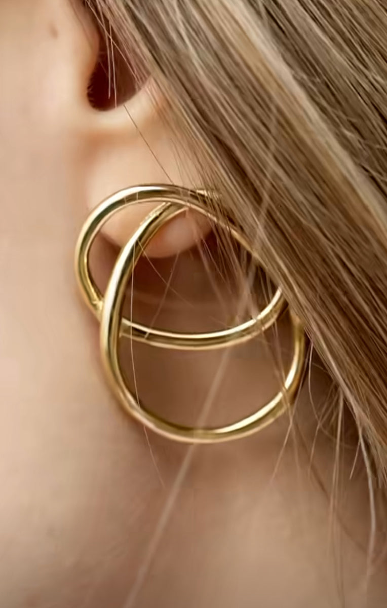 ZAG Bijoux Große Ohrringe Ring-Design Edelstahl Vergoldet Leicht Detail 2