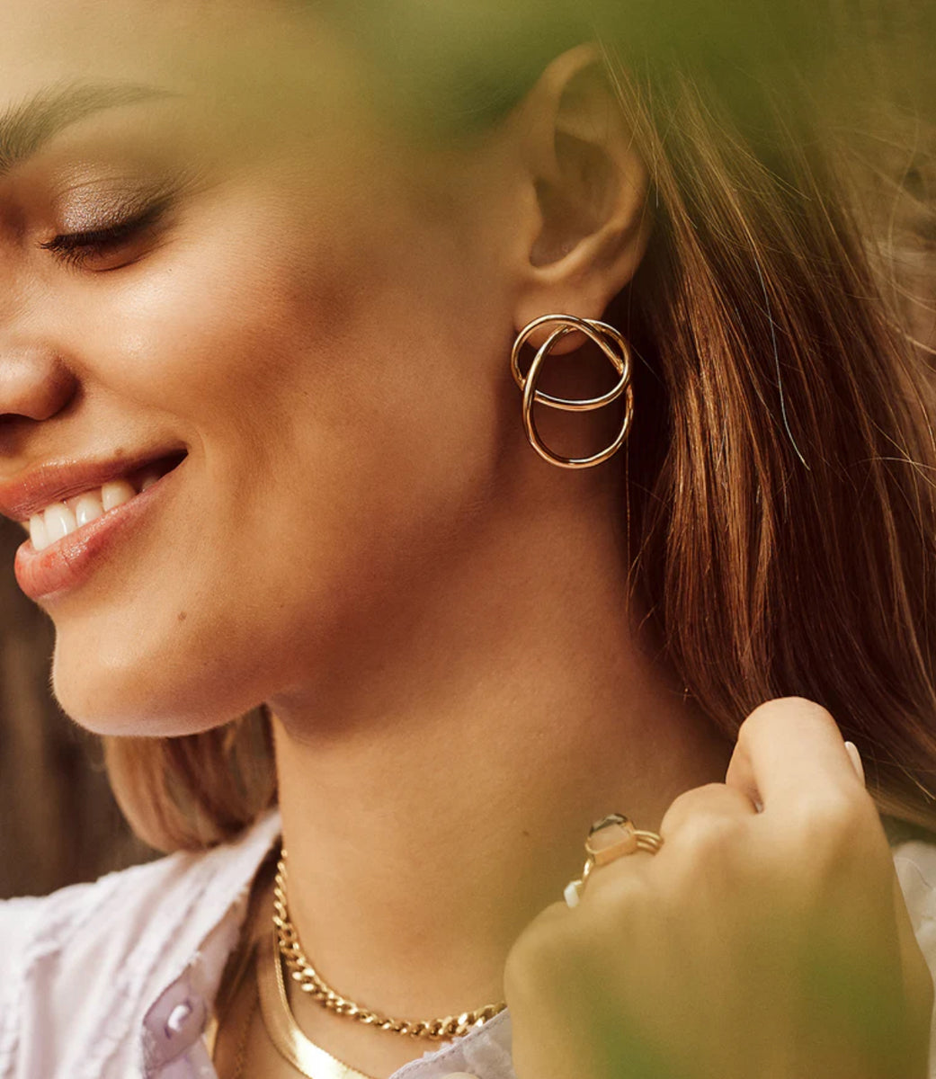 ZAG Bijoux Große Ohrringe Ring-Design Edelstahl Gold Plattiert Leicht
