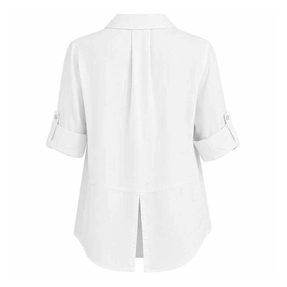 Bella Dahl Bluse Split Back Button Weiß Lyocell Tencel