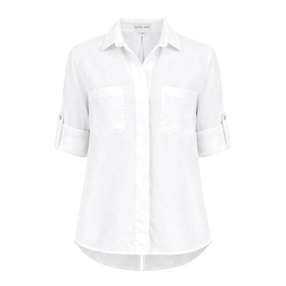 Bella Dahl Bluse Split Back Button Weiß Lyocell Tencel