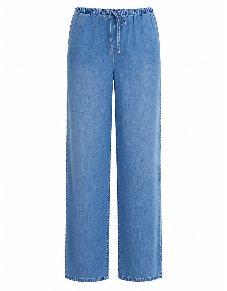 Bella Dahl Denim-Hose Wide-Leg Indigo Harbor Wash 100% Lyocell Elastischer Bund Kordelzug