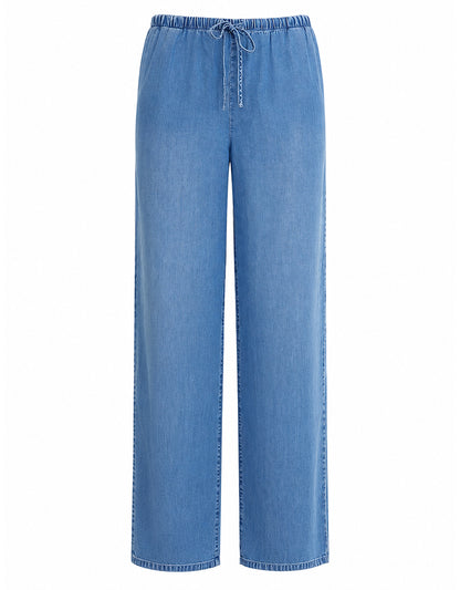 Bella Dahl Denim-Hose Wide-Leg Indigo Harbor Wash 100% Lyocell Elastischer Bund Kordelzug