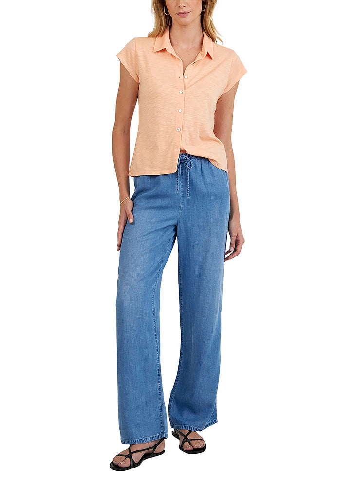 Bella Dahl Denim-Hose Wide-Leg Indigo Harbor Wash 100% Lyocell Elastischer Bund Kordelzug Model