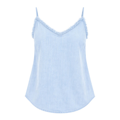 Bella Dahl Denim Fransentop Frayed Cami Tencel Lyocell