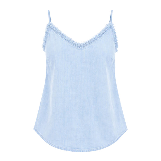 Bella Dahl Denim Fransentop Frayed Cami Tencel Lyocell