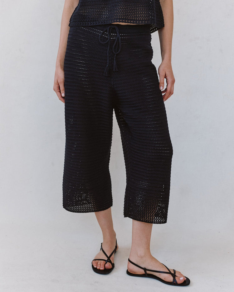 Bella Dahl Hose Culotte Häkeloptik Schwarz Boho Model 2