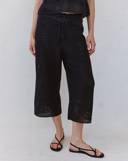 Bella Dahl Hose Culotte Häkeloptik Schwarz Boho Model 2