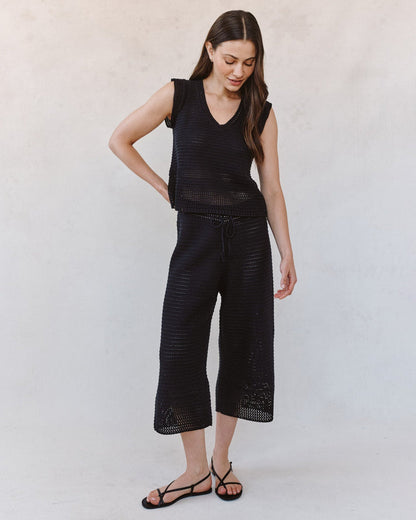Bella Dahl Hose Culotte Häkeloptik Schwarz Boho Model 3