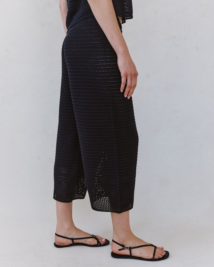 Bella Dahl Hose Culotte Häkeloptik Schwarz Boho Seitlich