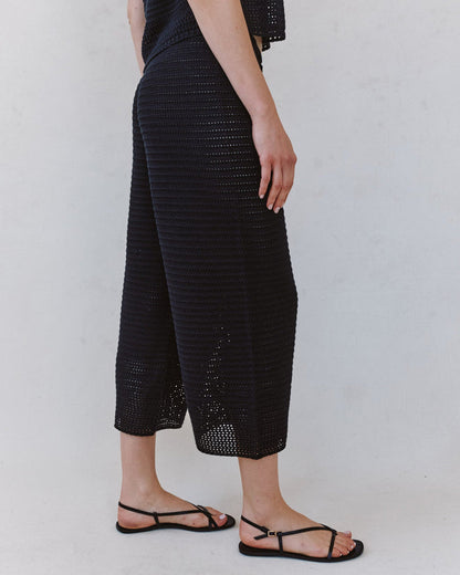 Bella Dahl Hose Culotte Häkeloptik Schwarz Boho Seitlich