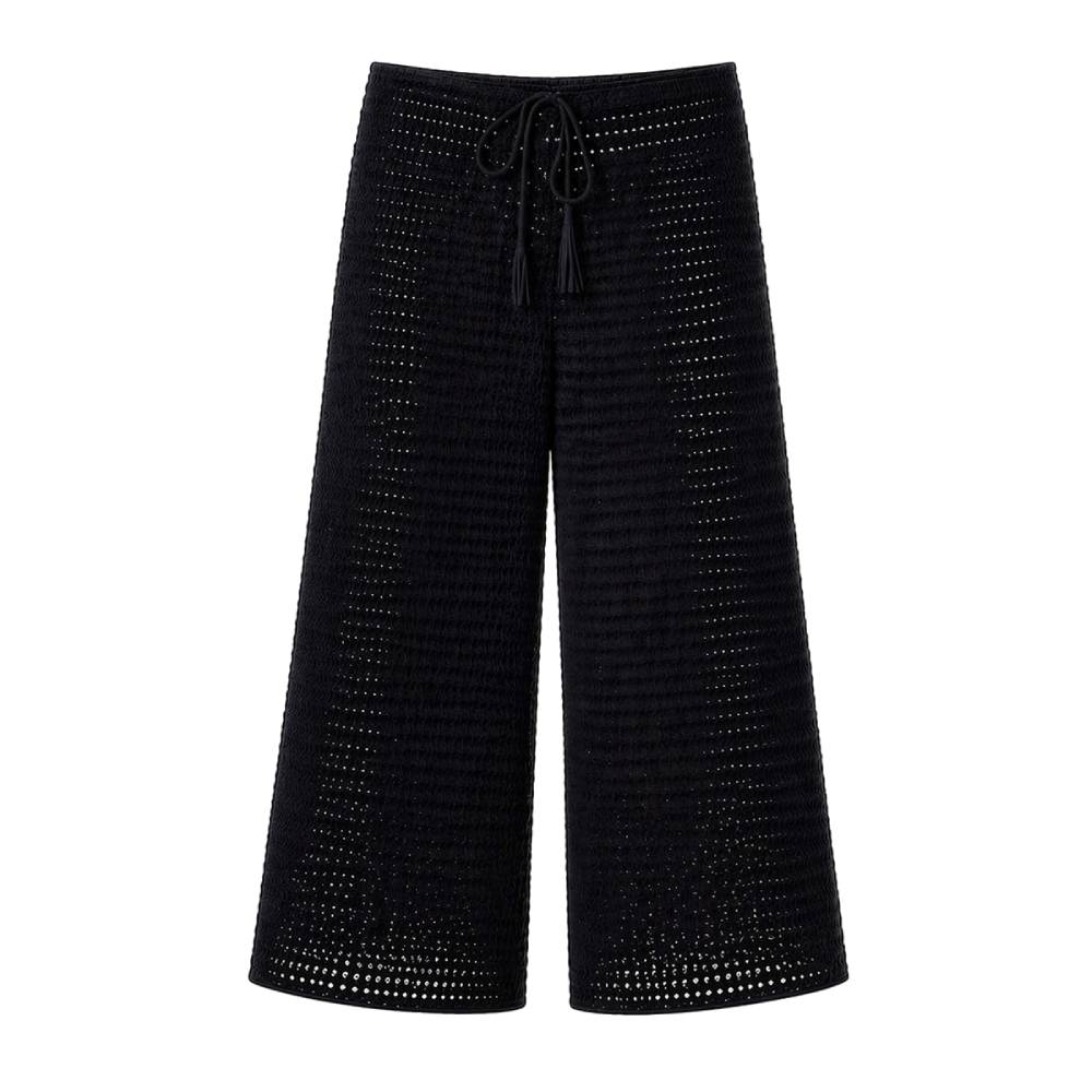 Bella Dahl Hose Culotte Häkeloptik Schwarz Boho