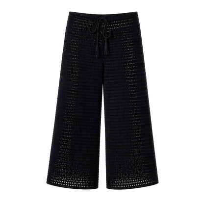 Bella Dahl Hose Culotte Häkeloptik Schwarz Boho