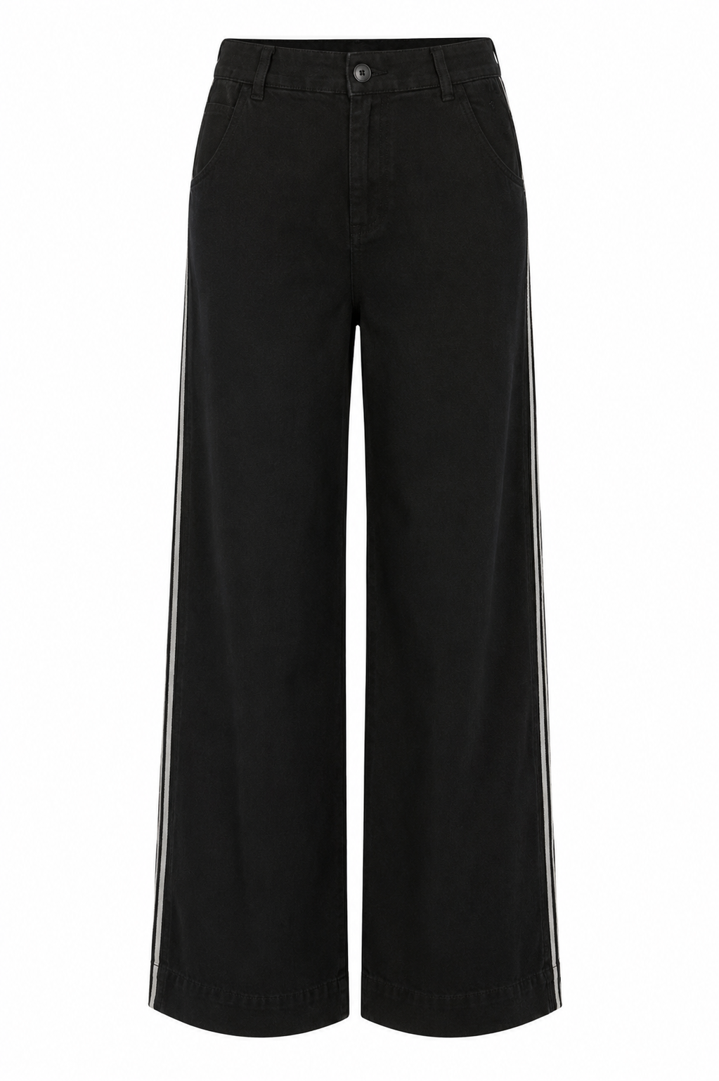 Bella Dahl Hose TENCEL™ Denim-Look Vintage Black Wash Wide-Leg Seitliche Kontraststreifen Ausgestelltes Bein