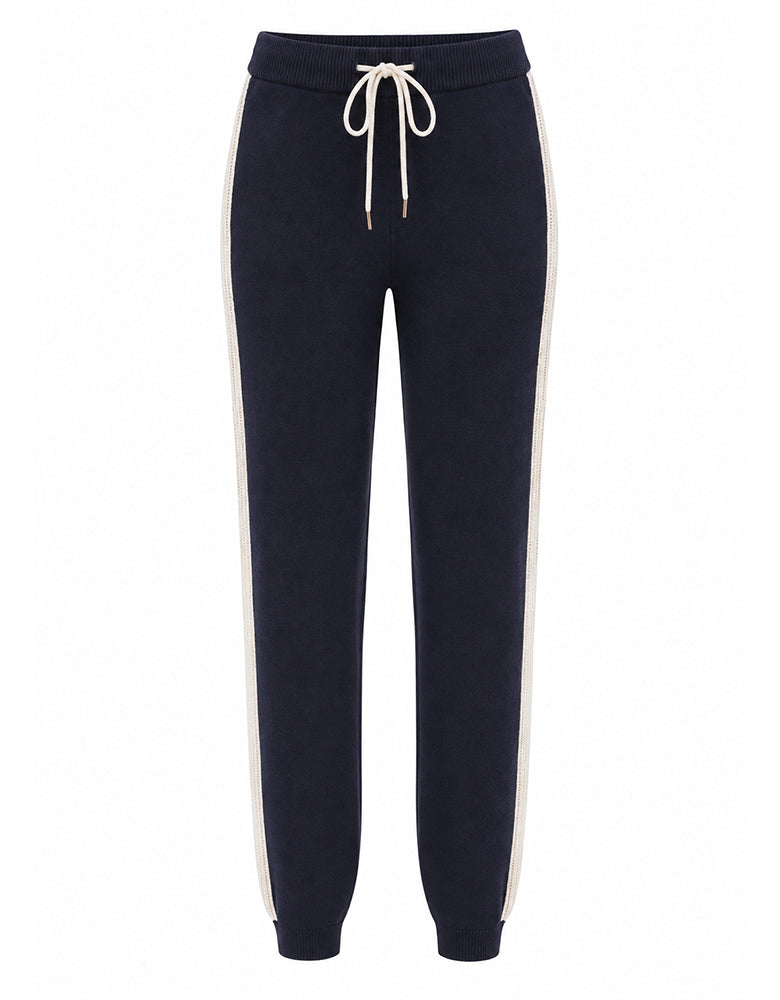 Bella Dahl Jogpants Contrast Stripe Midnight Frost Navy Kontrast-Seitenstreifen Baumwollmix Casual-Look
