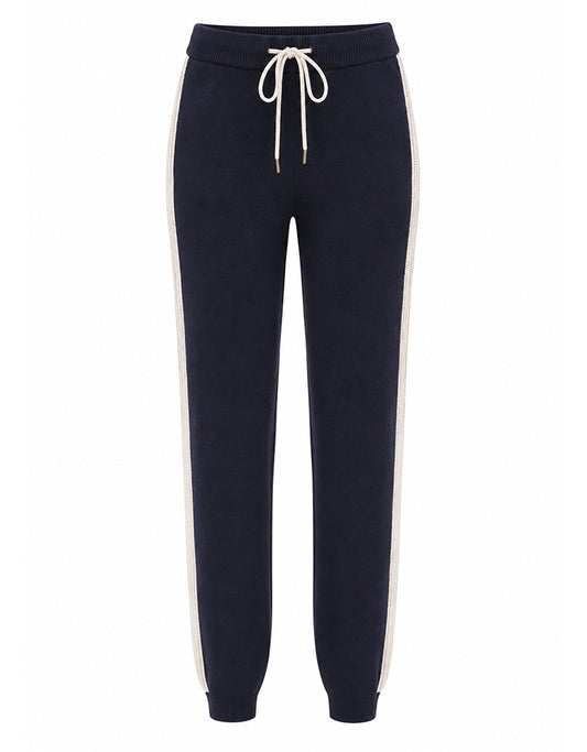 Bella Dahl Jogpants Contrast Stripe Midnight Frost Navy Kontrast-Seitenstreifen Baumwollmix Casual-Look