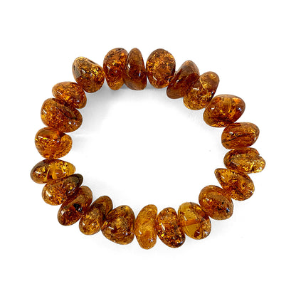 Bernstein-Armband Amber-Kugeln Poliert Unisex Unikat Dehnbar
