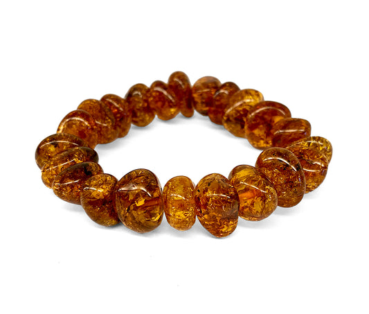 Bernstein-Armband Amber-Kugeln Poliert Unisex Unikat