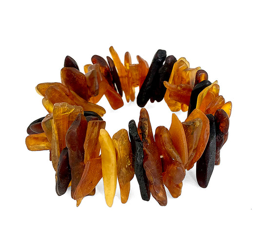 Bernstein-Armband Flat 35 mm Breit Amber-Mix Dehnbar