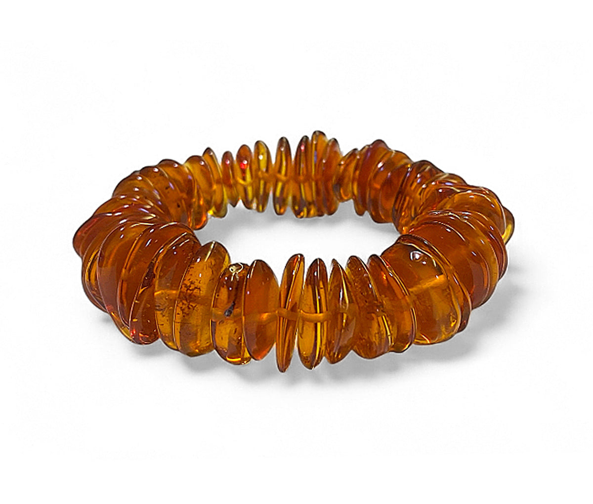 Bernstein-Armband Flat 2 cm Breit Amberfarben Dehnbar Unikat