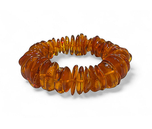 Bernstein-Armband Flat 2 cm Breit Amberfarben Dehnbar Unikat