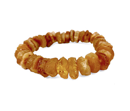 Bernstein-Armband Honigfarben Matt Dehnbar Unisex Unikat