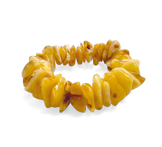 Bernstein-Armband Polierte Bernstein-Nuggets Gelb Dehnbar Unikat