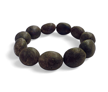 Bernstein-Armband Rohbernstein Dunkelbraun Matt Oval Unikat Unisex