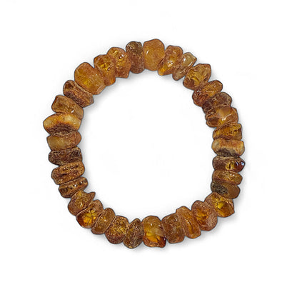 Bernstein-Armband Rohbernstein Matt Amber Unikat Unisex Dehnbar