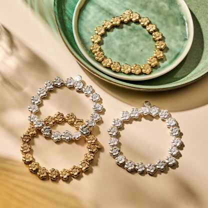Biba Armbänder Blumen Versilbert Vergoldet Dehnbar Nickelfrei Logoanhänger Varianten