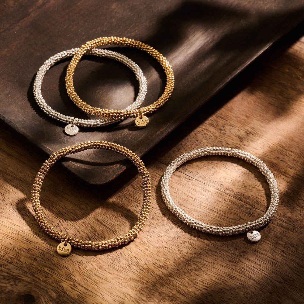 Biba Armbänder Fine Mesh Gold Silber Plattiert Dehnbar Stacking-Look