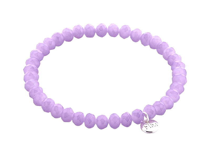 Biba Armband Kristallperlen Facettiert 6 mm Flieder Lila Stacking Beads Dehnbar
