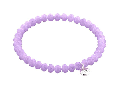 Biba Armband Kristallperlen Facettiert 6 mm Flieder Lila Stacking Beads Dehnbar
