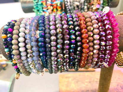 Biba Armbänder Kristallperlen Facettiert 4 mm 6 mm Stacking Beads Dehnbar
