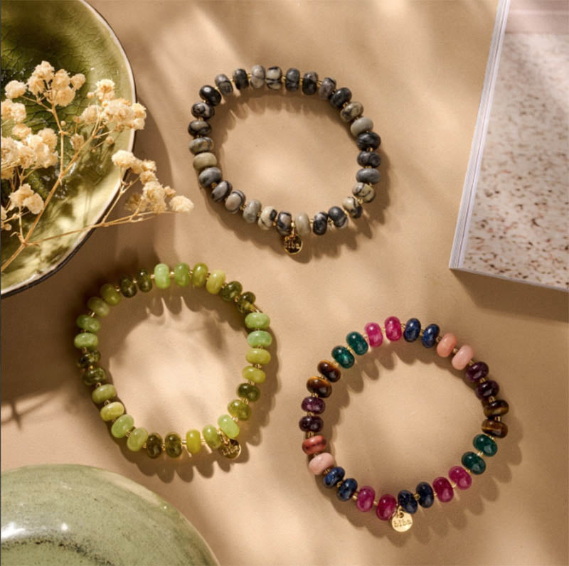 Biba Armbänder Natursteine Miyuki Beads Grautöne Varianten