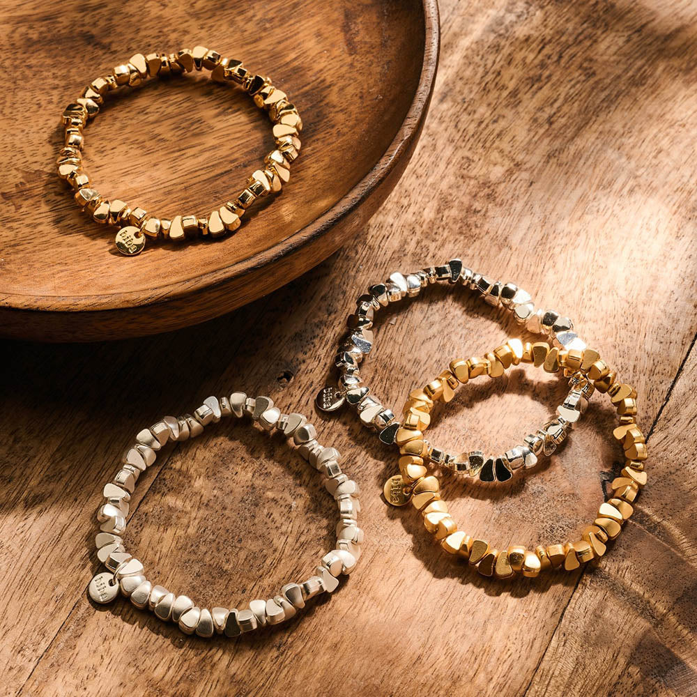 Biba Armbänder Nuggets Gold Silber Plattiert dehnbar Stacking-Look