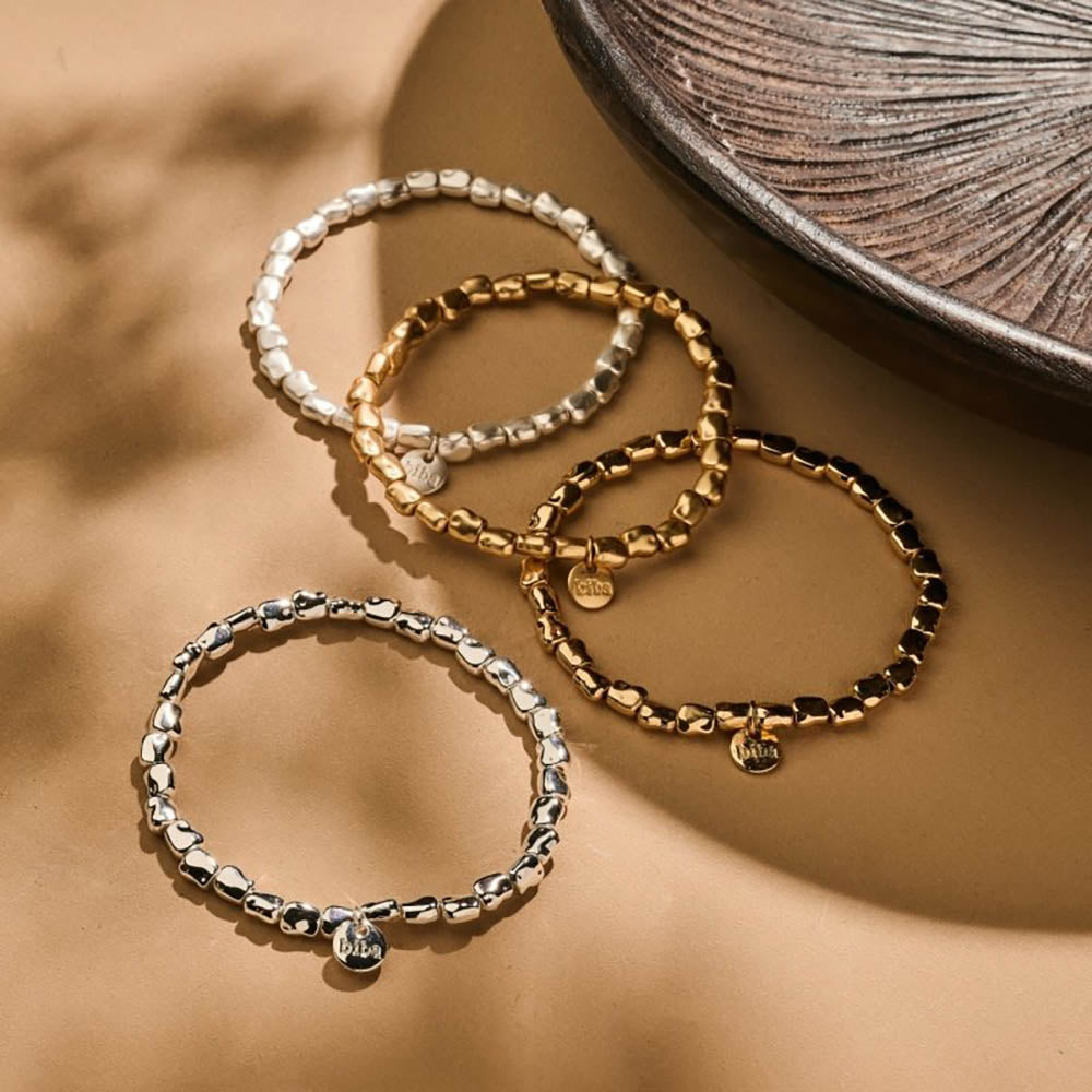 Biba Armbänder Nuggets Square Eckig Gold Silber Plattiert Dehnbar Stacking-Look