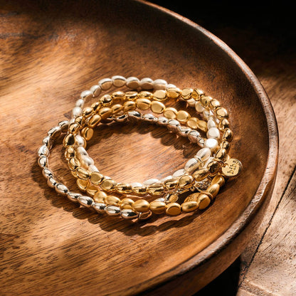 Biba Armbänder Oval Ovale Elemente Gold Silber Plattiert Dehnbar Stacking-Look