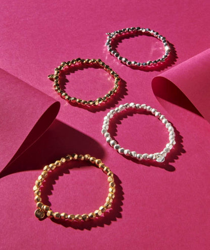 Biba Armbänder Perlen Facettiert Gold Silber Plattiert Dehnbar Stacking-Look