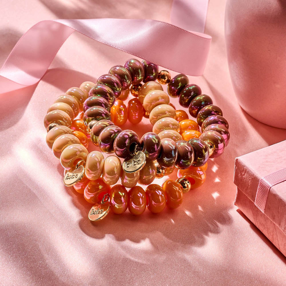 Biba Trend-Armbänder Resin-Donuts 14 mm Gold Plattierte Kugelelemente Dehnbar
