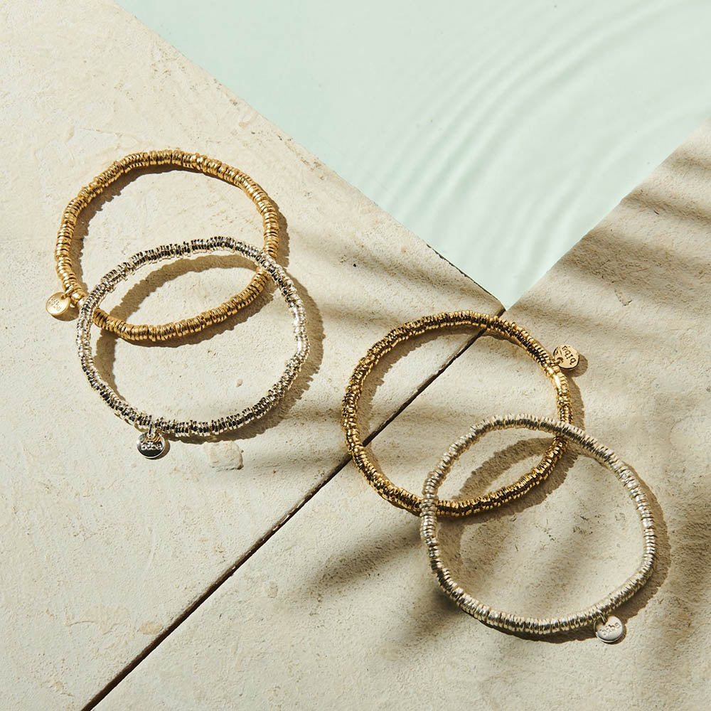 Biba Trend-Armbänder Scheibenperlen 4 mm Gold Plattiert Dehnbar Stacking-Look
