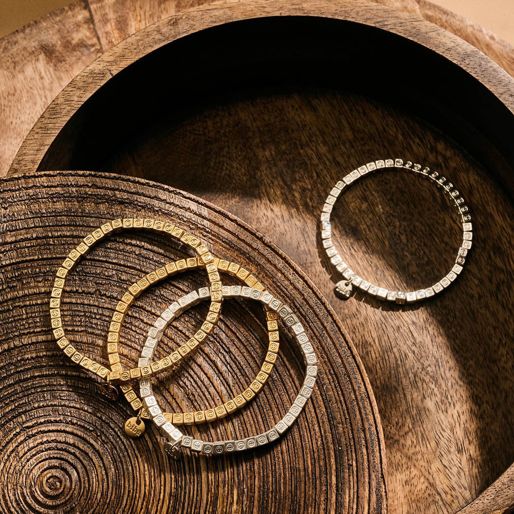 Biba Armbänder Smiley-Würfel Gold Silber Plattiert Dehnbar Stacking-Look