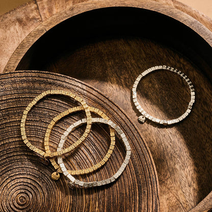 Biba Armbänder Smiley-Würfel Gold Silber Plattiert Dehnbar Stacking-Look