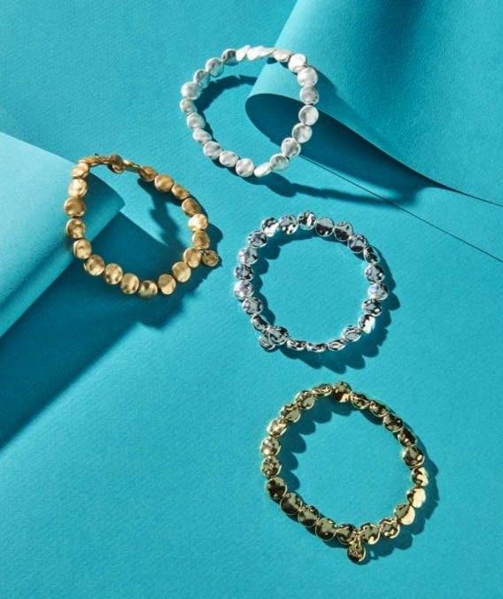 Biba Trend-Armbänder Dots Hammered Gold Silber Plattiert Gehämmert Dehnbar